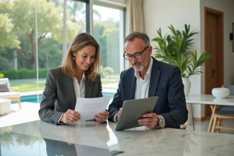 Couple d adultes dans une cuisine moderne et lumineuse