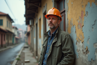 Homme entrepreneur en extérieur devant une vieille façade