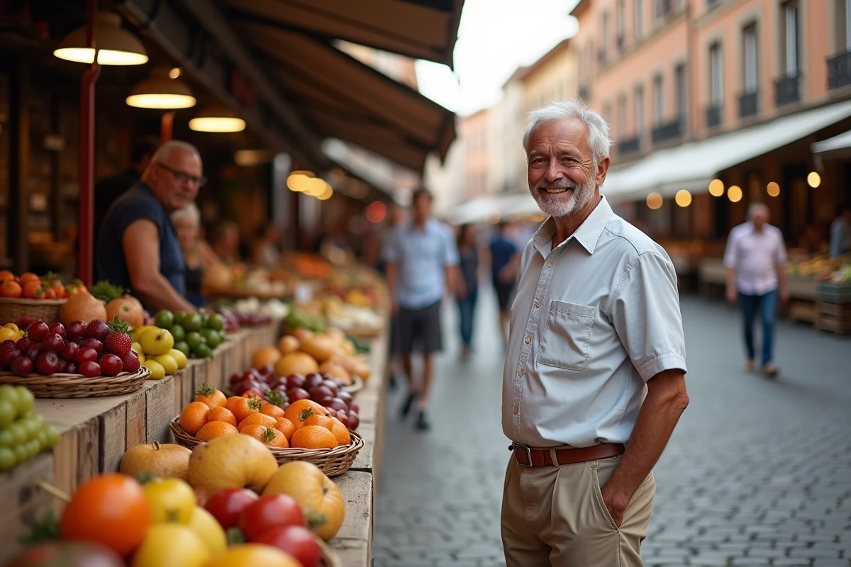 Homme âgé au marché artisanal dans le quartier Carmes