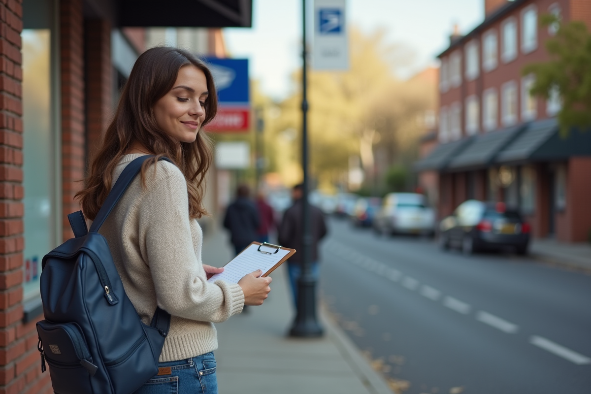 Jeune femme remplissant un formulaire de changement d