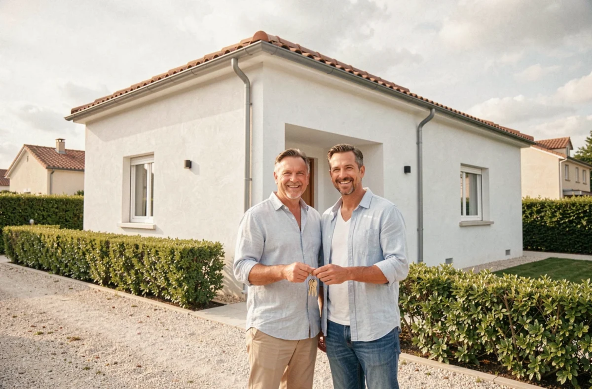 Couple devant une maison neuve construite par OC Résidences à Albi, dans le Tarn
