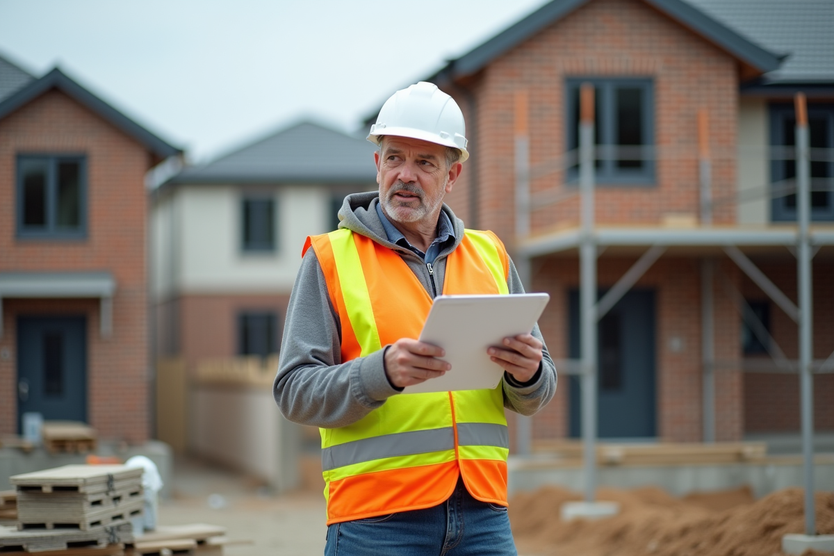 Ouvrier en gilet haute visibilité sur un chantier